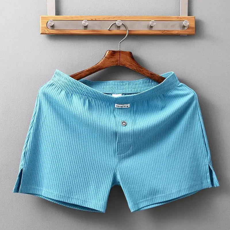 2PCS WJ Stretch Cotton Underwear Mens Boxer Shorts Threaded Aro Pants Sleepwear Loungewear Shorts Boxers Male Underpants Panties Men Cotton Boxers Shorts Loose Mid-Waisted Men's Plus Size Underwear