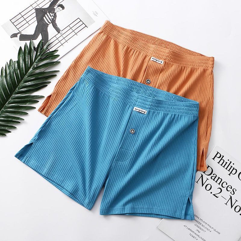 2PCS WJ Stretch Cotton Underwear Mens Boxer Shorts Threaded Aro Pants Sleepwear Loungewear Shorts Boxers Male Underpants Panties Men Cotton Boxers Shorts Loose Mid-Waisted Men's Plus Size Underwear