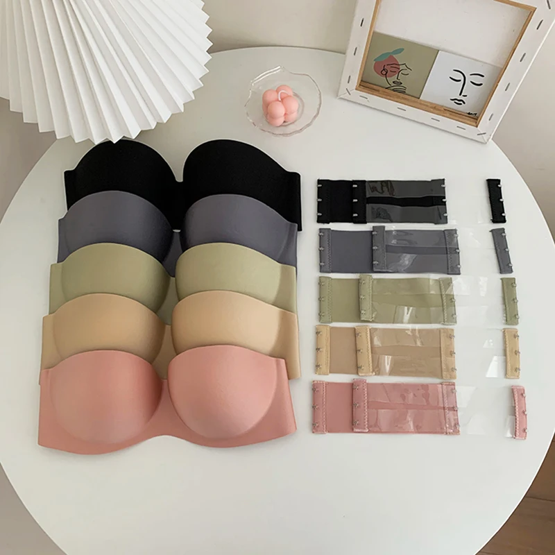 2PCS Sexy Strapless Bras Women Wireless Bralette Soft Female Underwear Ladies Seamless Bras Invisible Bra With 2pcs Straps