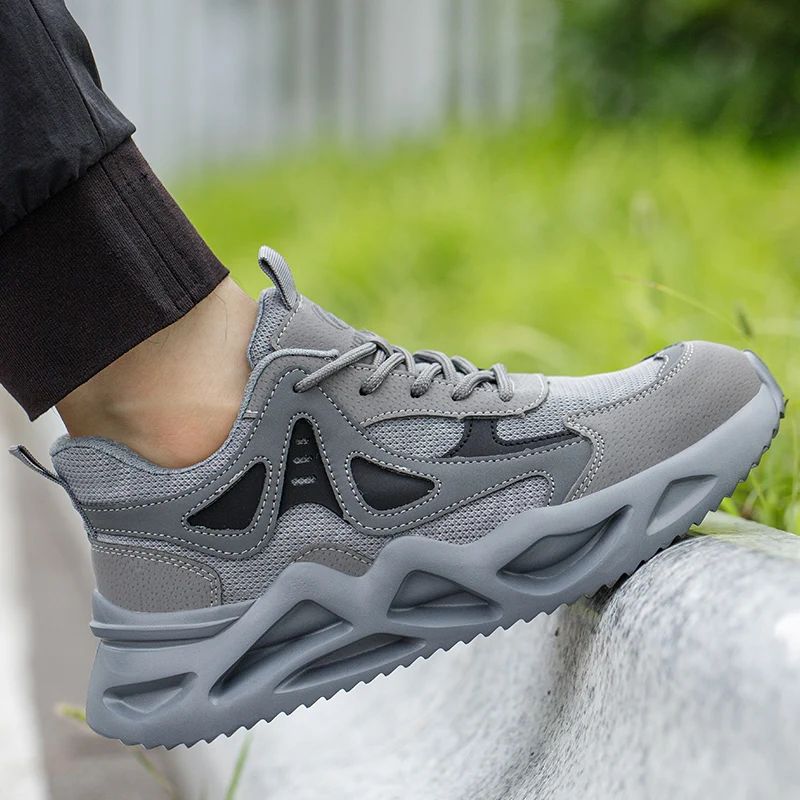 Lightweight Safety Shoes Men Work Shoes Steel Toe Cap Working Boots Sneakers Man Breathable Shoes Tactical Boots safety shoes for men, anti-impact and anti-piercing work shoes, fashionable