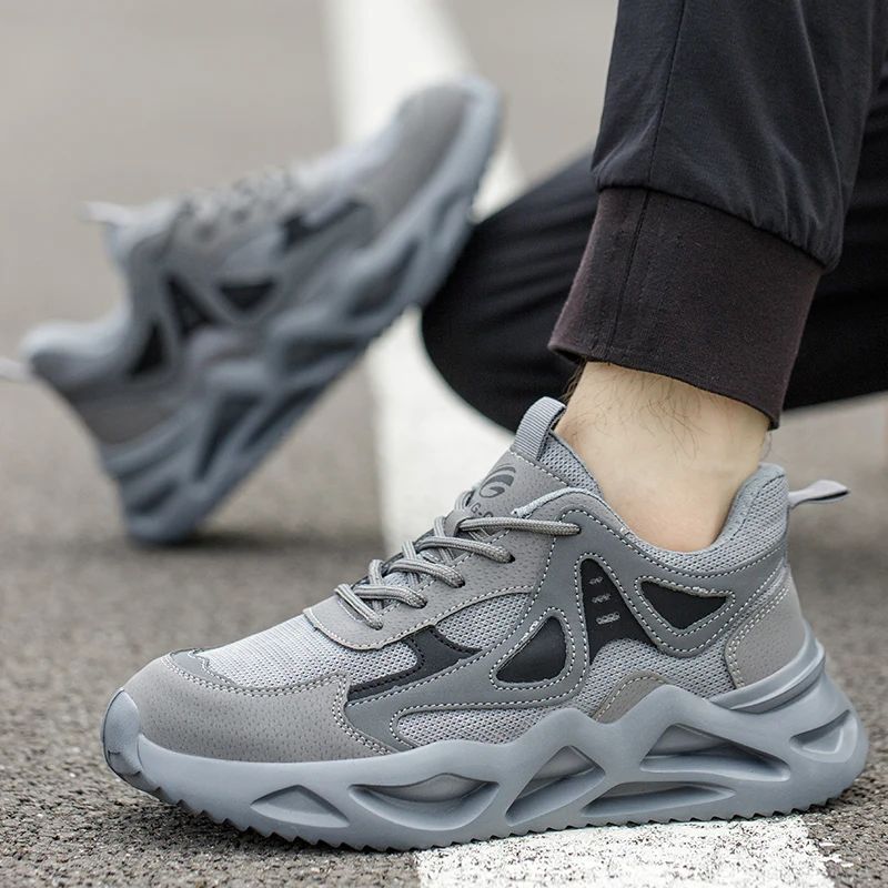 Lightweight Safety Shoes Men Work Shoes Steel Toe Cap Working Boots Sneakers Man Breathable Shoes Tactical Boots safety shoes for men, anti-impact and anti-piercing work shoes, fashionable