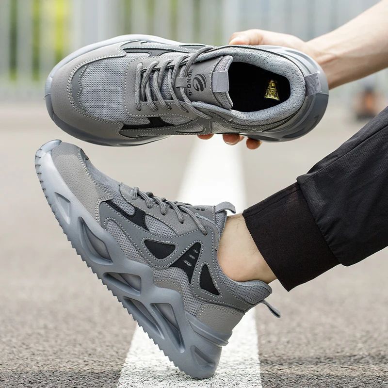 Lightweight Safety Shoes Men Work Shoes Steel Toe Cap Working Boots Sneakers Man Breathable Shoes Tactical Boots safety shoes for men, anti-impact and anti-piercing work shoes, fashionable