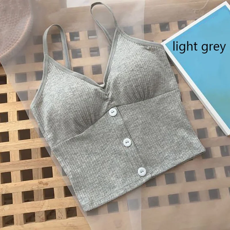 Women Knitted Tank Top Strap Vest Female Knitting Crop Top Chest Wrap Pure Cotton Underwear Camisoles Womens Tops Sexy Tank Top Women Built in Bra Solid Color Camis for Women Crop Top Off Shoulder