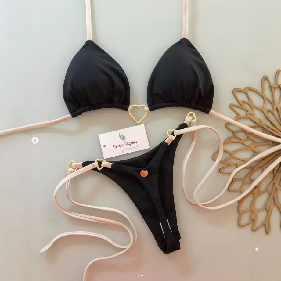 Sexy Halter Solid color Bikini Set Women's Swimsuit Two-piece Triangle Thong Swimwear Bathing Suit Brazilian Biquinis Bikini Women Sexy Brazil Swimsuit Beach Vacation Swimwear