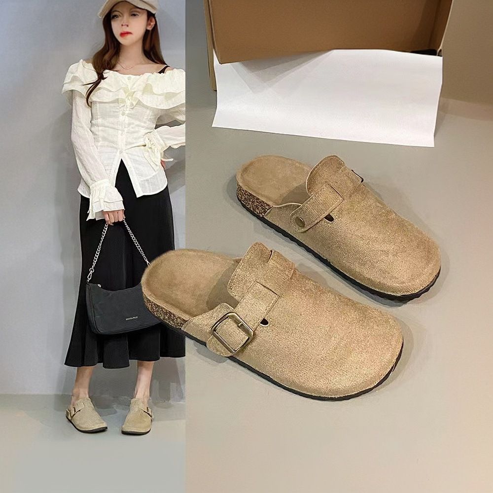 Crestar Fashion Clogs Slippers For Women Classic Suede Women Mules Cork Footbed Leather Potato Shoes With Arch Support Beach Slide Crestar Fashion Clogs Slippers For Women（Choose one size larger）