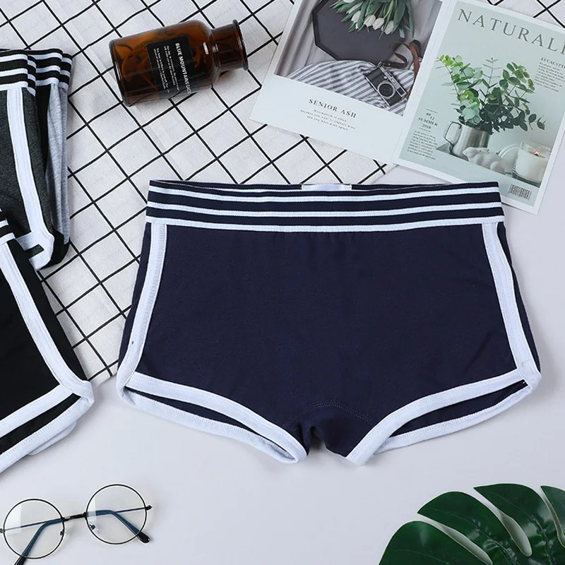 3PCS Low Waist Boxer Panties for Women, Comfortable and Breathable Underwear, Ladies Pants, Intimate Lingerie, Female Boxer, Sport Ladies Solid color boxers Briefs Comfortable Female Underwear Sporty