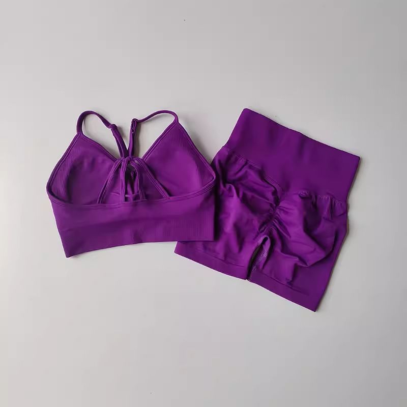 2 piece/set Yoga Sets Women High Waist Workout Outfits Gym Wear Gym Clothing Sports Suits Fitness Tracksuit Sportswear Shorts Suit Yoga Suit for Women Seamless Fitness Gym Clothes