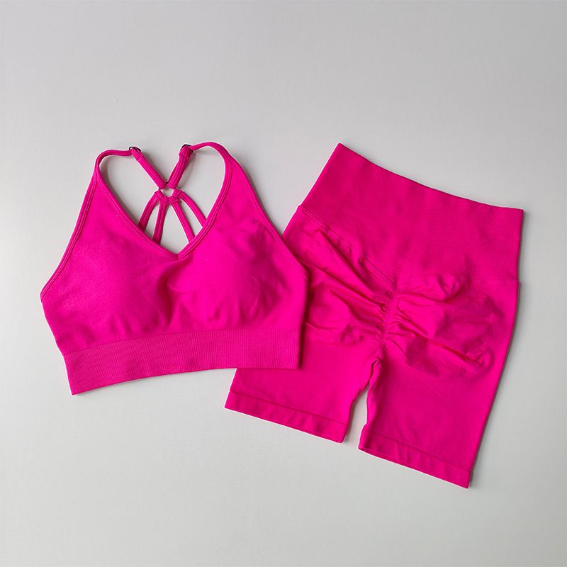 2 piece/set Yoga Sets Women High Waist Workout Outfits Gym Wear Gym Clothing Sports Suits Fitness Tracksuit Sportswear Shorts Suit Yoga Suit for Women Seamless Fitness Gym Clothes