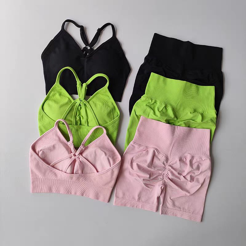 2 piece/set Yoga Sets Women High Waist Workout Outfits Gym Wear Gym Clothing Sports Suits Fitness Tracksuit Sportswear Shorts Suit Yoga Suit for Women Seamless Fitness Gym Clothes