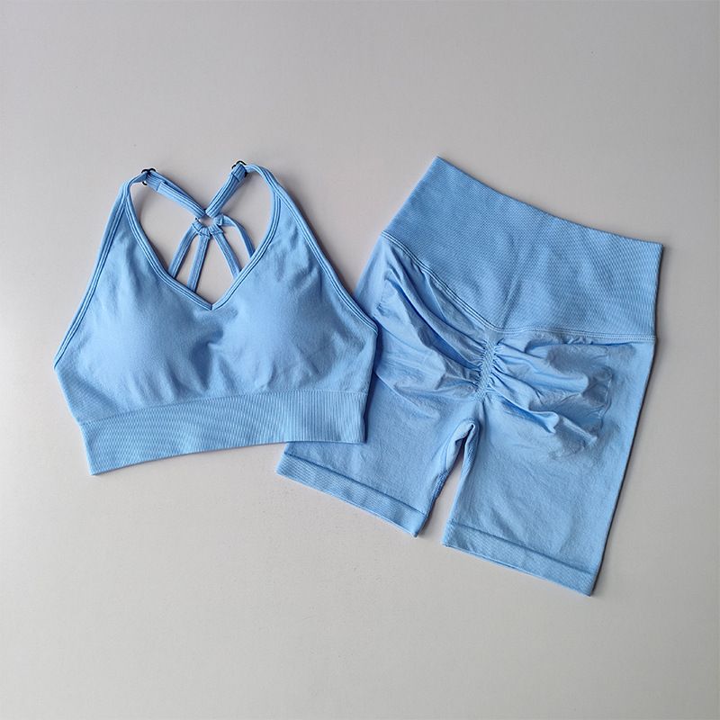 2 piece/set Yoga Sets Women High Waist Workout Outfits Gym Wear Gym Clothing Sports Suits Fitness Tracksuit Sportswear Shorts Suit Yoga Suit for Women Seamless Fitness Gym Clothes