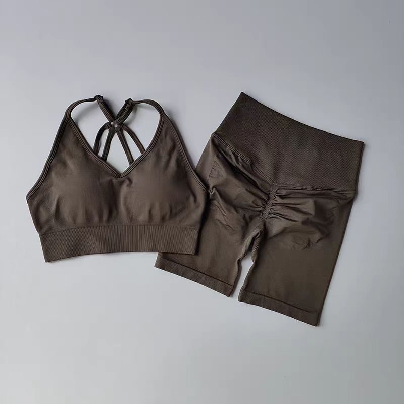 2 piece/set Yoga Sets Women High Waist Workout Outfits Gym Wear Gym Clothing Sports Suits Fitness Tracksuit Sportswear Shorts Suit Yoga Suit for Women Seamless Fitness Gym Clothes
