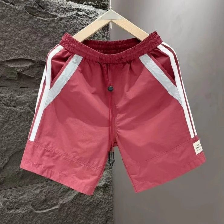 Summer Sports Shorts Men New Comfortable Elastic Waist Clothing Male Breathable Short Trousers Plus size Beach sports quick-drying shorts for men: simple striped loose and versatile ice silk breathabl