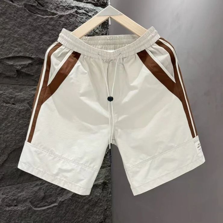 Summer Sports Shorts Men New Comfortable Elastic Waist Clothing Male Breathable Short Trousers Plus size Beach sports quick-drying shorts for men: simple striped loose and versatile ice silk breathabl