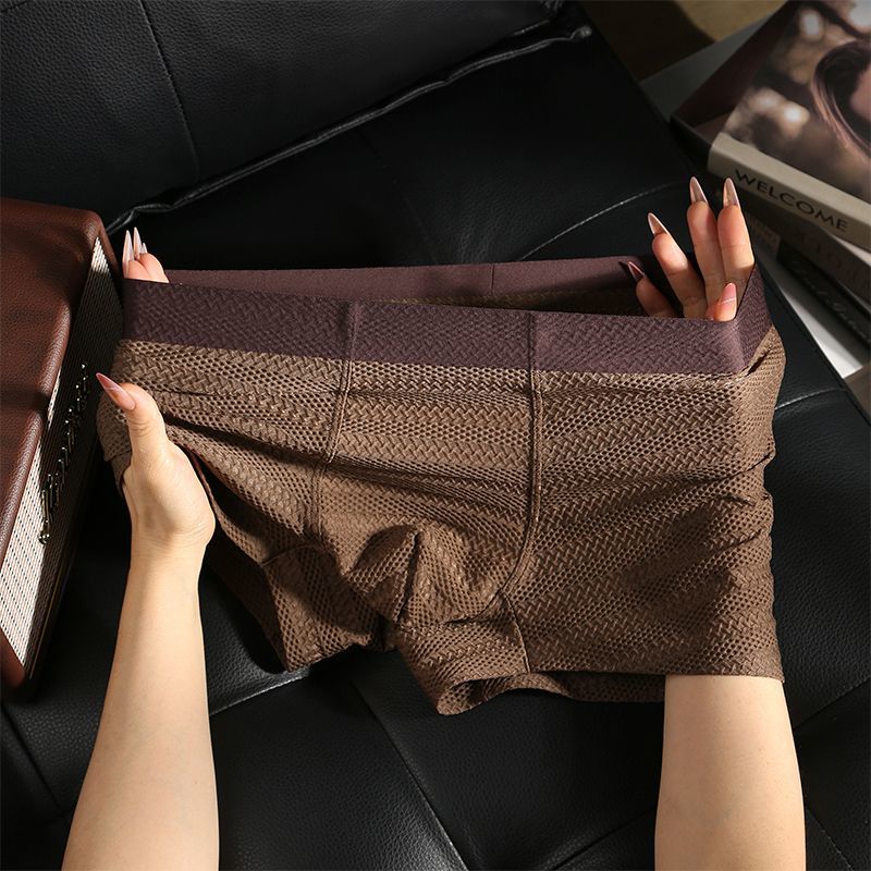 3PCS New Mesh Boxer Men Underwear Hot Underpants Mens Boxers Masculinas BoxerShorts Man Panties Summer ice silk seamless mesh breathable Boxer shorts, thin mesh comfortable jacquard Underpants