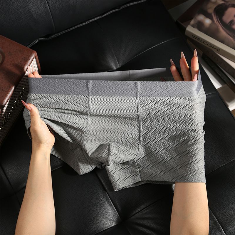 3PCS New Mesh Boxer Men Underwear Hot Underpants Mens Boxers Masculinas BoxerShorts Man Panties Summer ice silk seamless mesh breathable Boxer shorts, thin mesh comfortable jacquard Underpants