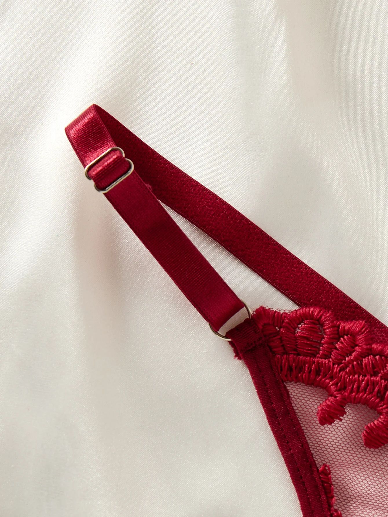 2 Piece/set Sexy Pajamas Women's Lace Suspender Nightdress Ladies' wine red countryside style wheat ear embroidery semi transparent nightgown, elegant and comfortable, bow design Slip dress