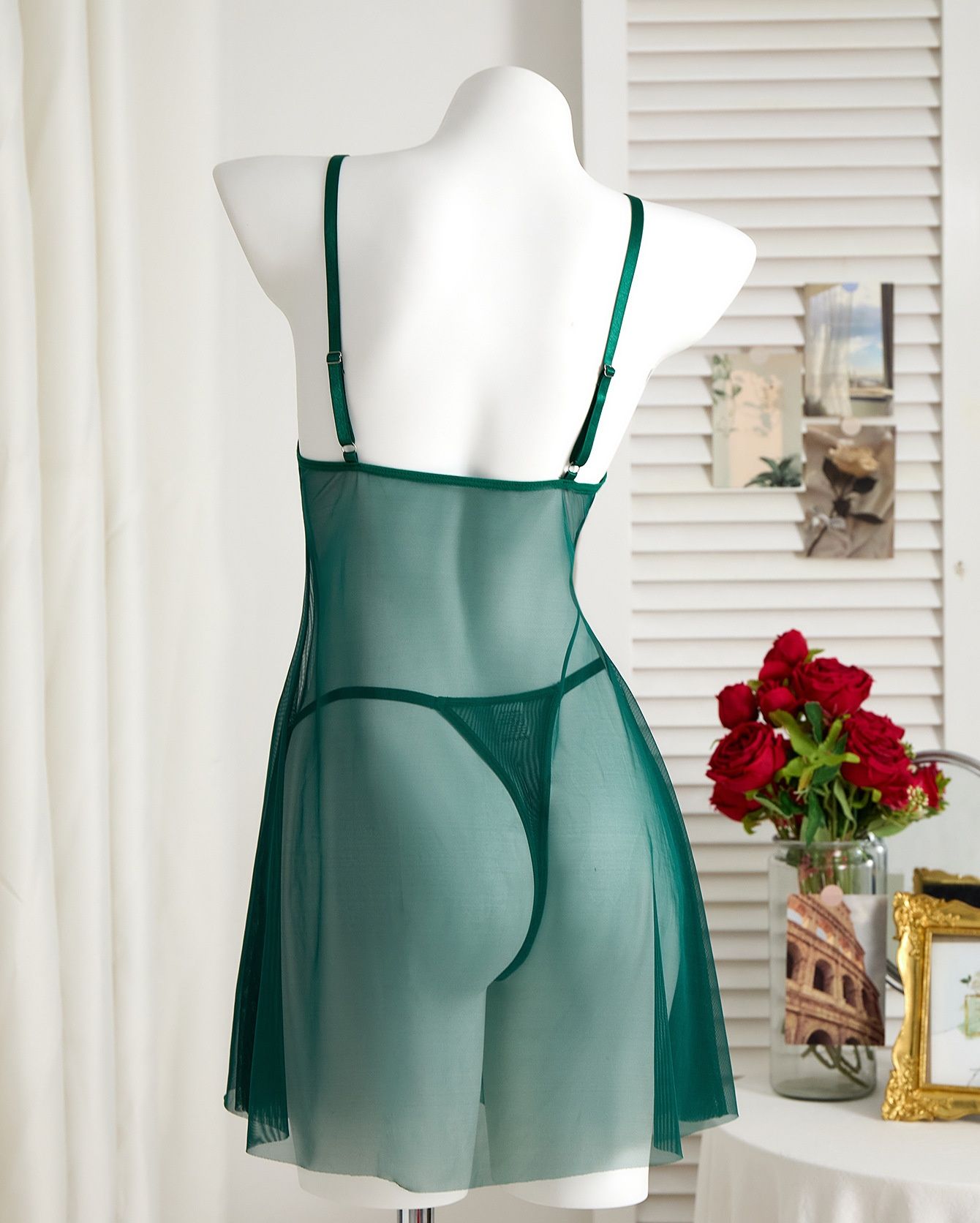 2 Piece/set Sexy Pajamas Women's Lace Suspender Nightdress Ladies' wine red countryside style wheat ear embroidery semi transparent nightgown, elegant and comfortable, bow design Slip dress