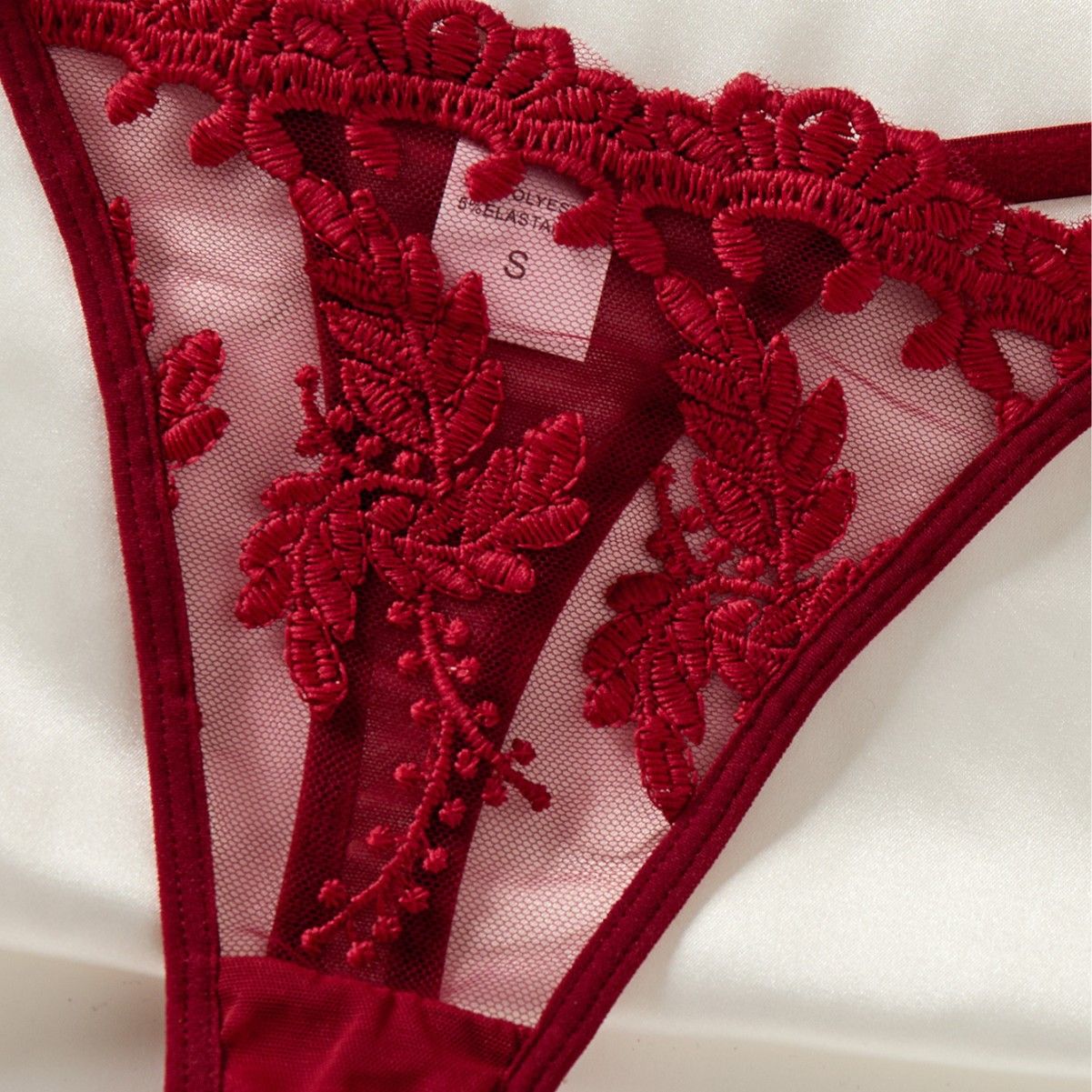 2 Piece/set Sexy Pajamas Women's Lace Suspender Nightdress Ladies' wine red countryside style wheat ear embroidery semi transparent nightgown, elegant and comfortable, bow design Slip dress