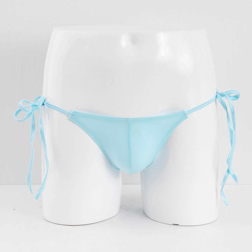 Men Breathable Sissy Underwear Elasticity Silk Lac-up Sexy Panties Men's lace-up romantic underwear, sexy men's underwear, bikini low-waist elastic triangle underwear, solid color ice silk underwear