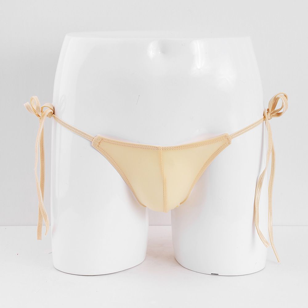 Men Breathable Sissy Underwear Elasticity Silk Lac-up Sexy Panties Men's lace-up romantic underwear, sexy men's underwear, bikini low-waist elastic triangle underwear, solid color ice silk underwear