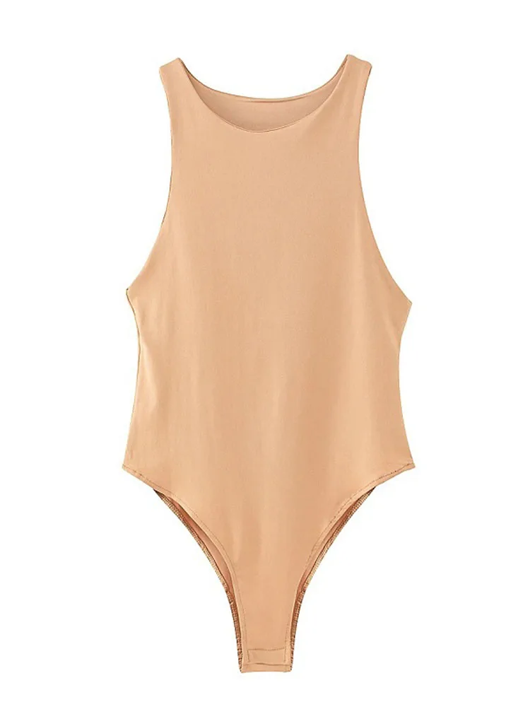 Solid sexy bodycon women bodysuits female 4 color green slim casual bodysuit chic lady club short playsuits Women Fashion With Halter Neck Skinny Bodysuit Sexy Sleeveless Snap-button Female Playsuits