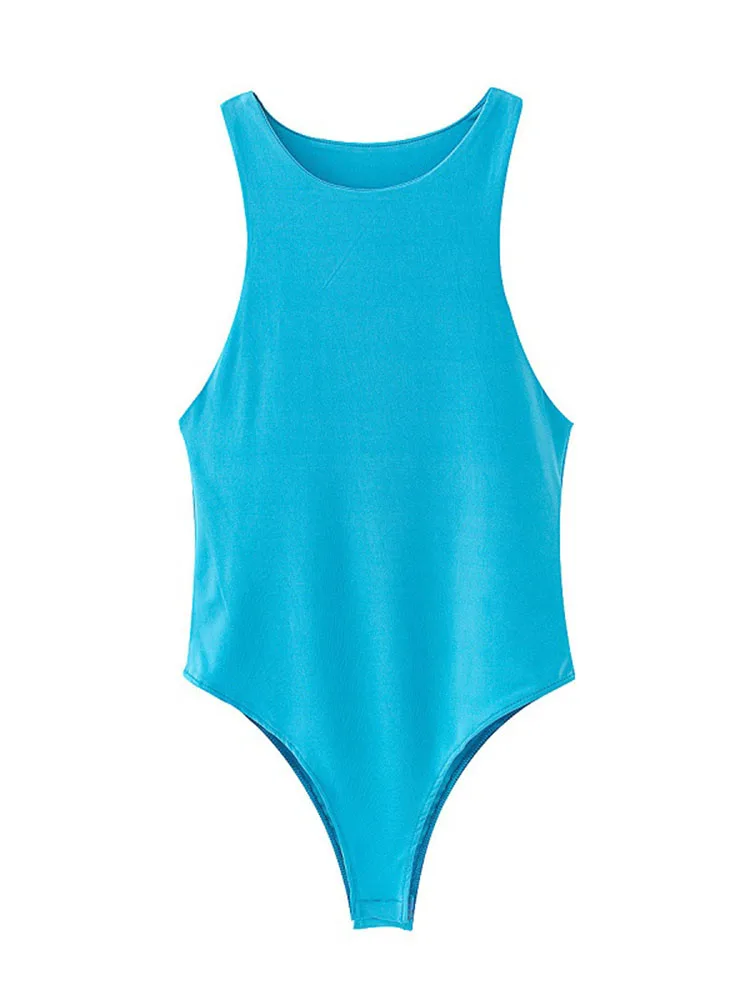 Solid sexy bodycon women bodysuits female 4 color green slim casual bodysuit chic lady club short playsuits Women Fashion With Halter Neck Skinny Bodysuit Sexy Sleeveless Snap-button Female Playsuits