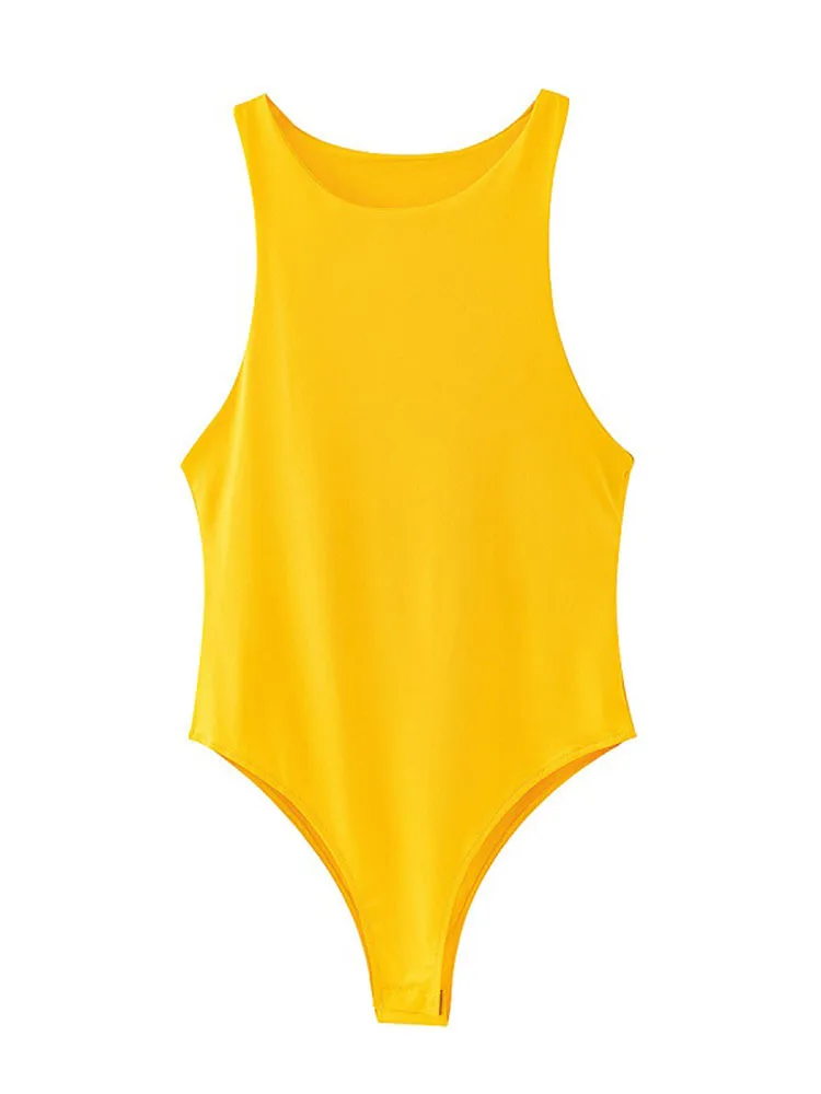 Solid sexy bodycon women bodysuits female 4 color green slim casual bodysuit chic lady club short playsuits Women Fashion With Halter Neck Skinny Bodysuit Sexy Sleeveless Snap-button Female Playsuits