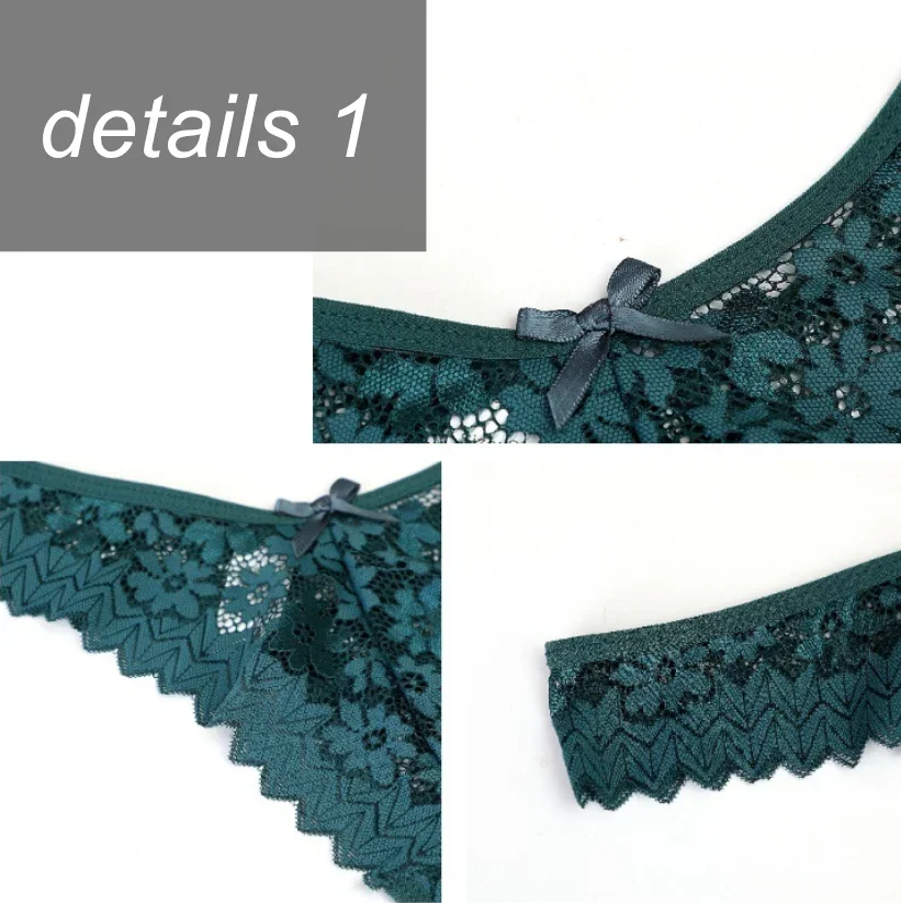 4pcs/set Women Lace Thongs Panties Sexy Solid Color Low Waist Bikini Panties Ladies Breathable G-string Lingerie V-Waist Breathable Underwear Female Soft Lingerie Intimates