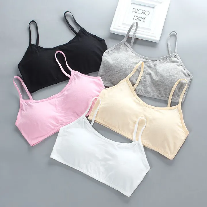 3pcs Teenage Girls Small Bras Young Children Underwears Student Girls Wireless Solid Underclothes Kids Sports Training Bra Vest Young Girls Underwear Teenage Training Bras Women Cotton Kids cute Brass