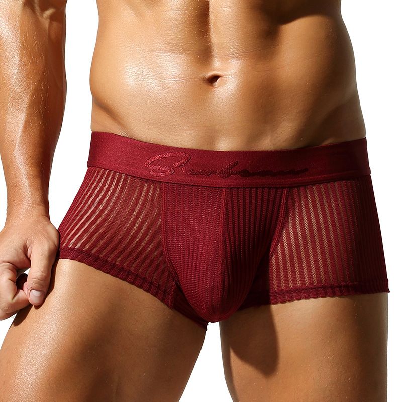 SEOBEAN Men's translucent Boxer Brief Underwear Comfortable polyester Boxer Shorts for Men Men's Boxer Shorts Ice Silk Underwear Plus Size Underpants Cool Breathable Sexy Slim Panties Mesh Lingerie