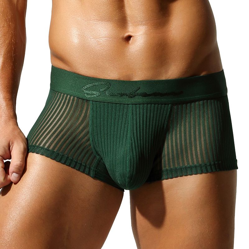 SEOBEAN Men's translucent Boxer Brief Underwear Comfortable polyester Boxer Shorts for Men Men's Boxer Shorts Ice Silk Underwear Plus Size Underpants Cool Breathable Sexy Slim Panties Mesh Lingerie