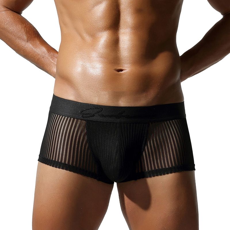 SEOBEAN Men's translucent Boxer Brief Underwear Comfortable polyester Boxer Shorts for Men Men's Boxer Shorts Ice Silk Underwear Plus Size Underpants Cool Breathable Sexy Slim Panties Mesh Lingerie