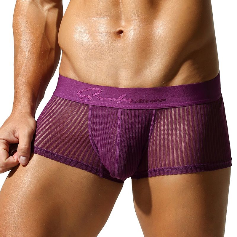 SEOBEAN Men's translucent Boxer Brief Underwear Comfortable polyester Boxer Shorts for Men Men's Boxer Shorts Ice Silk Underwear Plus Size Underpants Cool Breathable Sexy Slim Panties Mesh Lingerie