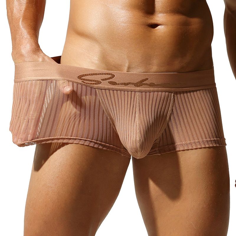 SEOBEAN Men's translucent Boxer Brief Underwear Comfortable polyester Boxer Shorts for Men Men's Boxer Shorts Ice Silk Underwear Plus Size Underpants Cool Breathable Sexy Slim Panties Mesh Lingerie