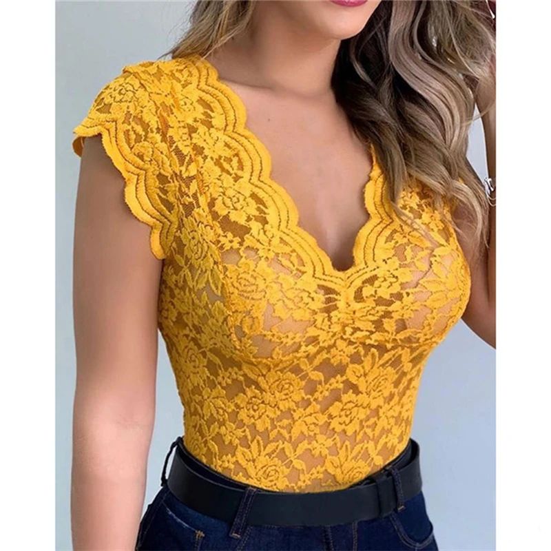Women Tops Summer Sexy Lace Crochet Cardigan Casual Solid Color Trend Lace Hollow Out Top For Ladies Summer Sexy V Neck Lace Vest Top Women Solid Sleeveless Tank Tops Female Elegant Floral Hollow Out