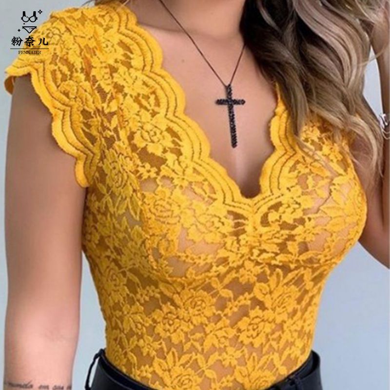 Women Tops Summer Sexy Lace Crochet Cardigan Casual Solid Color Trend Lace Hollow Out Top For Ladies Summer Sexy V Neck Lace Vest Top Women Solid Sleeveless Tank Tops Female Elegant Floral Hollow Out