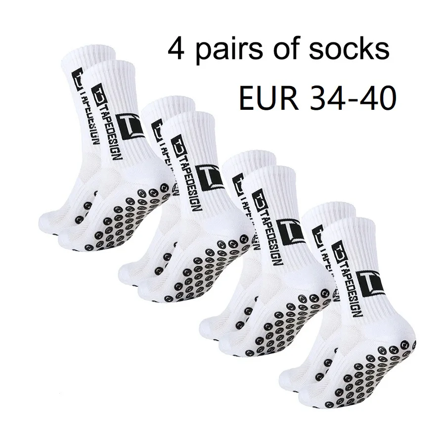4 pairs of new TC mid tube glued football socks for sports training and competition, non slip and breathable socks multi-color adhesive dots for anti slip, sweat absorption, and odor prevention