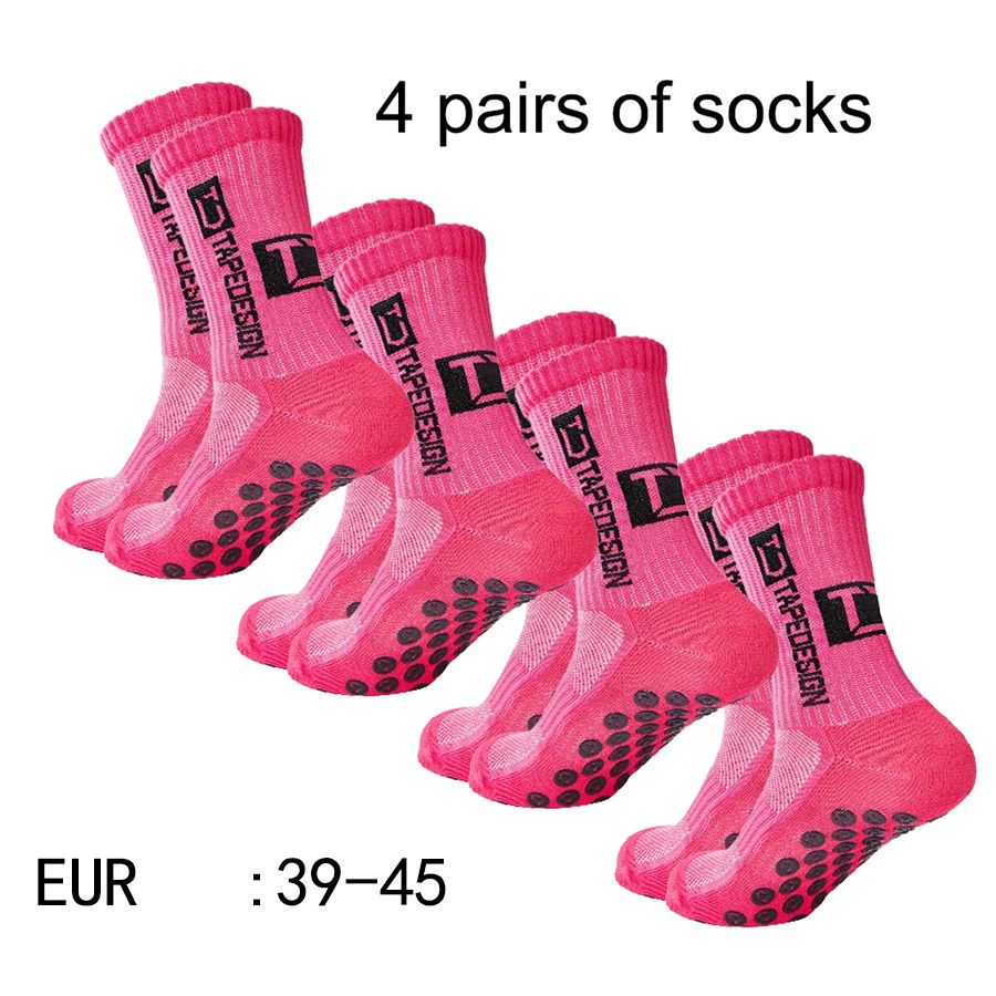 4 pairs of new TC mid tube glued football socks for sports training and competition, non slip and breathable socks multi-color adhesive dots for anti slip, sweat absorption, and odor prevention