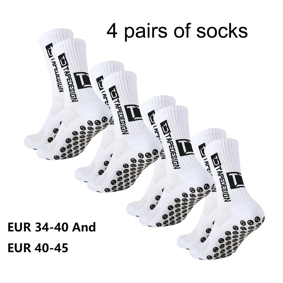 4 pairs of new TC mid tube glued football socks for sports training and competition, non slip and breathable socks multi-color adhesive dots for anti slip, sweat absorption, and odor prevention