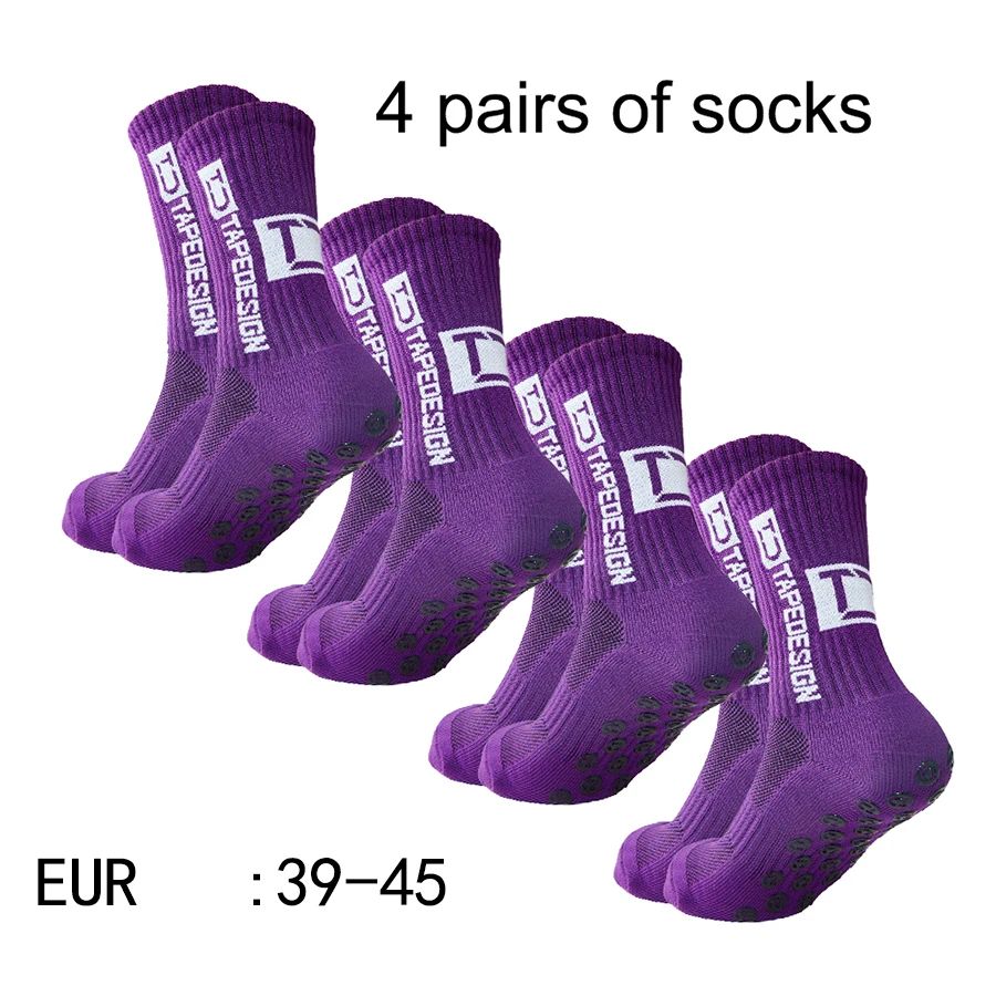 4 pairs of new TC mid tube glued football socks for sports training and competition, non slip and breathable socks multi-color adhesive dots for anti slip, sweat absorption, and odor prevention