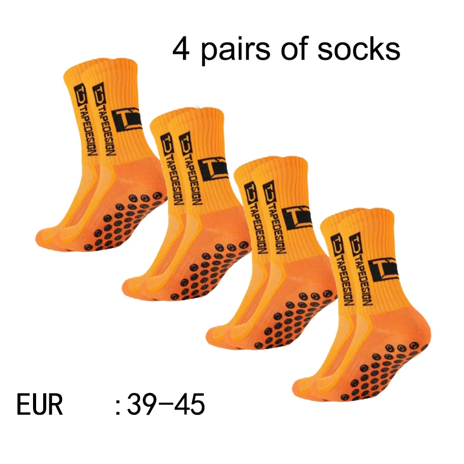 4 pairs of new TC mid tube glued football socks for sports training and competition, non slip and breathable socks multi-color adhesive dots for anti slip, sweat absorption, and odor prevention