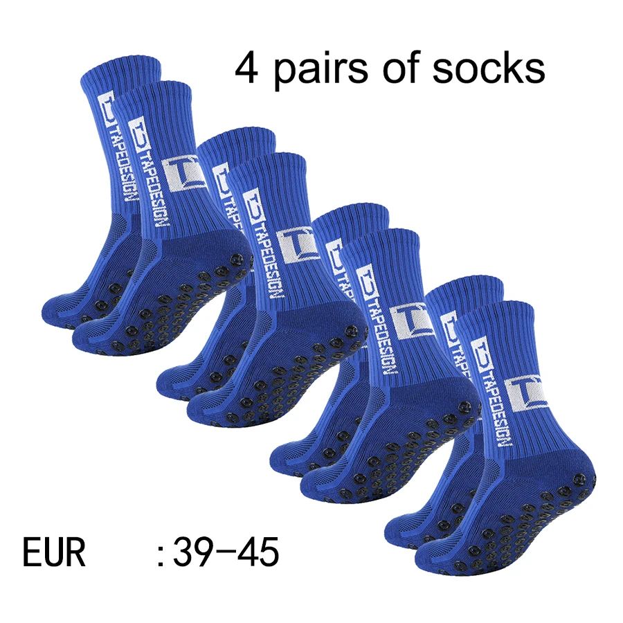 4 pairs of new TC mid tube glued football socks for sports training and competition, non slip and breathable socks multi-color adhesive dots for anti slip, sweat absorption, and odor prevention