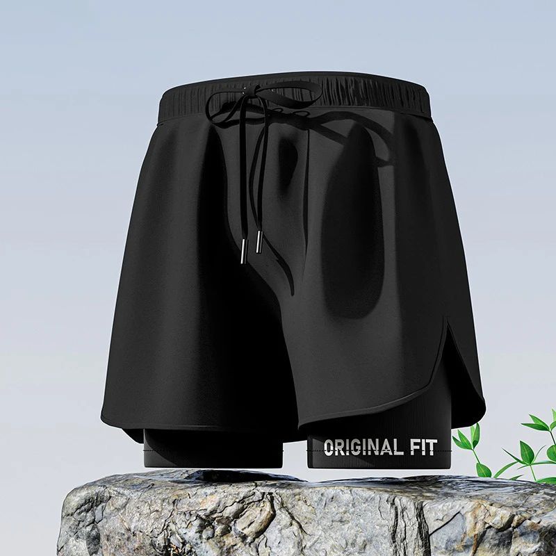 Men's Aloe Pants Athletic Shorts Two-Layer Swim Trunks: Stylish, Quick-Drying & Comfortably Fit for Beach, Pool & Hot Spring Men Running Shorts Fitness Gym Training 2 in 1 Sports Shorts Quick Dry Wor