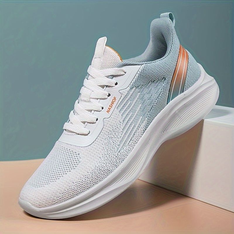 Men's fashionable woven breathable running shoes, comfortable non slip lace up soft sole sports shoes, suitable for men's outdoor activities