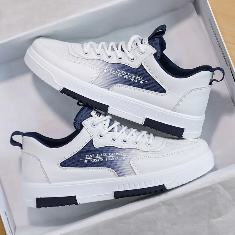 2024 New Casual Shoes Fashion Leather Men Non-slip Wear-resistant Sneakers Men Comfortable Breathable Flat Slip-on Tennis Shoes
