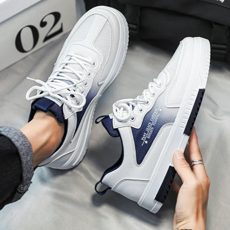 2024 New Casual Shoes Fashion Leather Men Non-slip Wear-resistant Sneakers Men Comfortable Breathable Flat Slip-on Tennis Shoes
