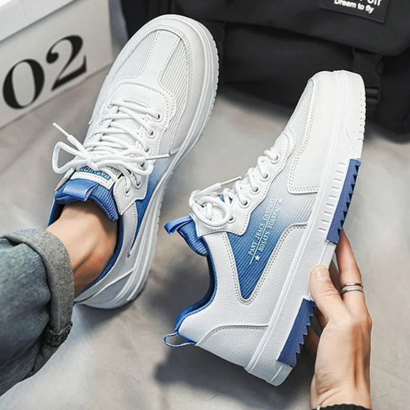 2024 New Casual Shoes Fashion Leather Men Non-slip Wear-resistant Sneakers Men Comfortable Breathable Flat Slip-on Tennis Shoes