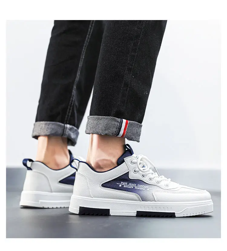 2024 New Casual Shoes Fashion Leather Men Non-slip Wear-resistant Sneakers Men Comfortable Breathable Flat Slip-on Tennis Shoes