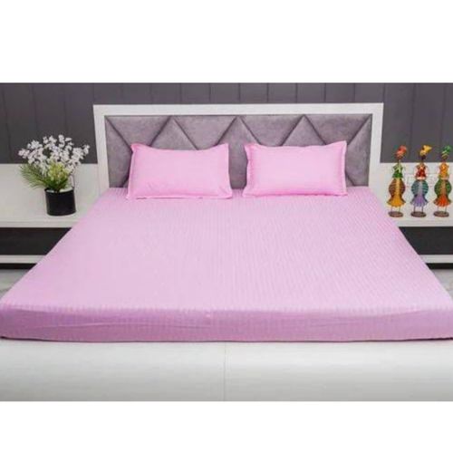 4Pcs of 6*7 Luxury Cotton Stripped Bedsheets Set (2pillowcases and 2pc bedsheets ) Bedding Set Plain White
