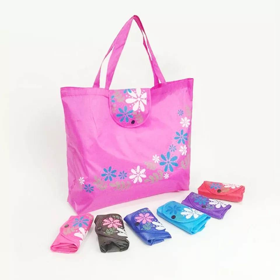 Folding Tote Shopping Bag Women Men Casual Eco Reusable Shopping Flower Button Pouch Case Travel Solid Handbag shopper bags